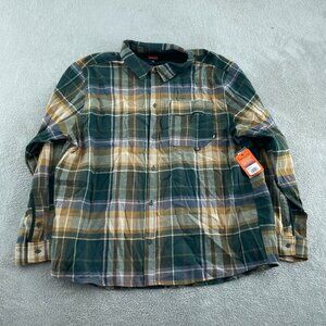 Bass Outdoor XXL Stretch Flannel Shirt Rubber Plaid Cotton Button-Up NWT 3655